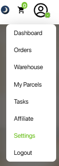 Perfil y settings en CSSBuy