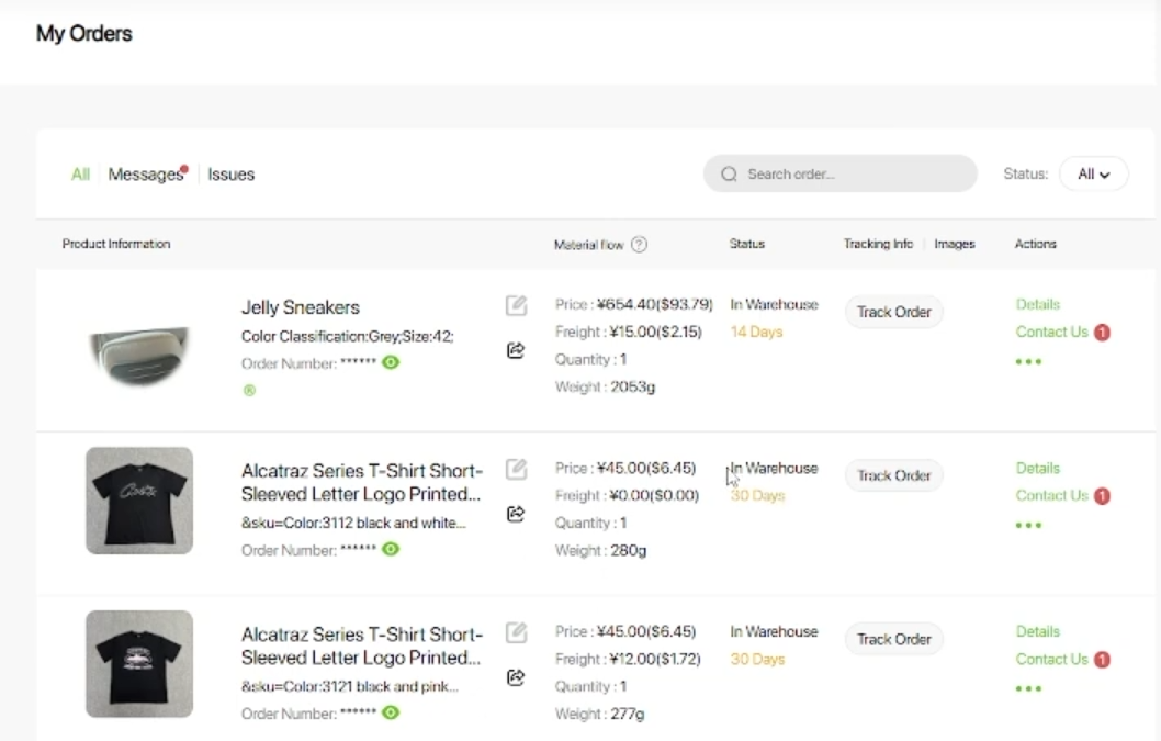 Estado de envío en CSSBuy